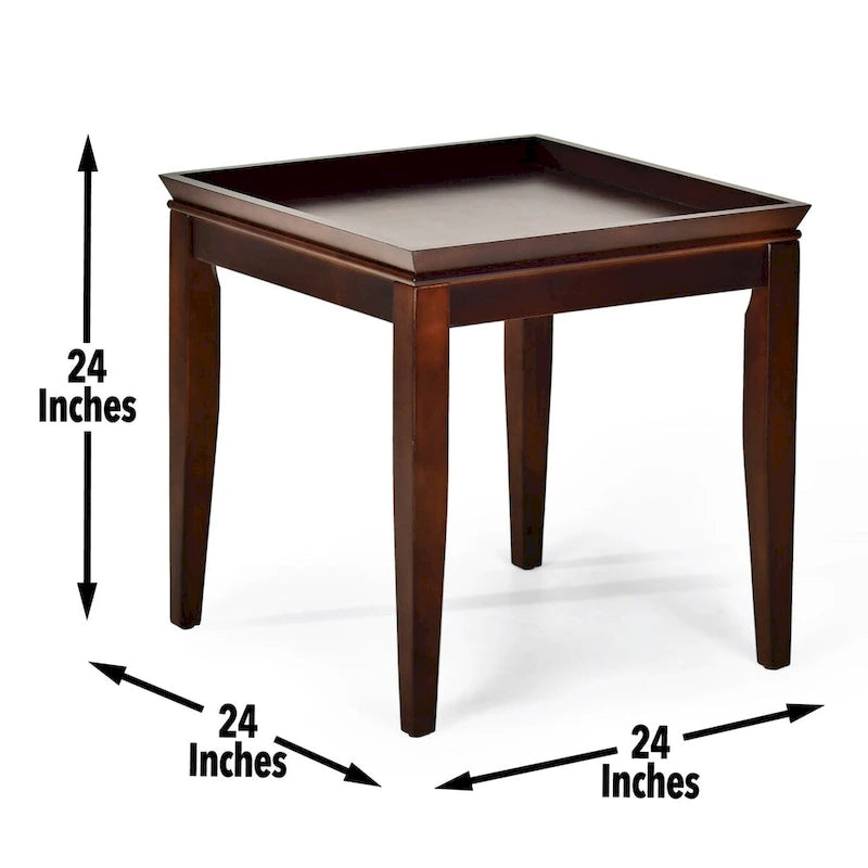 Table d'appoint carrée marron, plateau de style plateau, utilisation par 1 personne