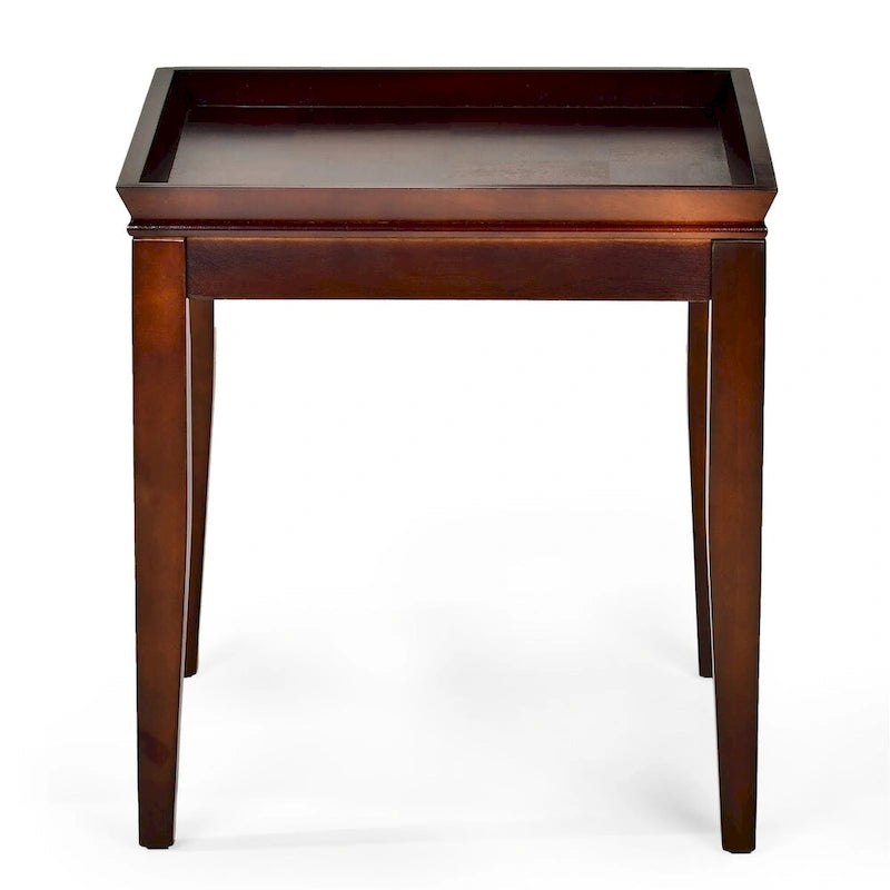 Table d'appoint carrée marron, plateau de style plateau, utilisation par 1 personne