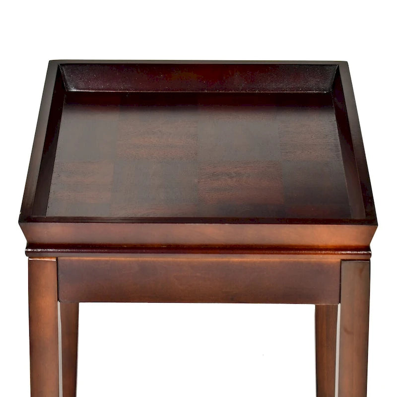 Table d'appoint carrée marron, plateau de style plateau, utilisation par 1 personne