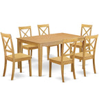 Ensemble table à manger rectangulaire en acajou, chaises en bois à dossier croisé, 6 places
