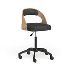 Fauteuil de bureau pivotant noir moderne à dossier bas pour 1 personne