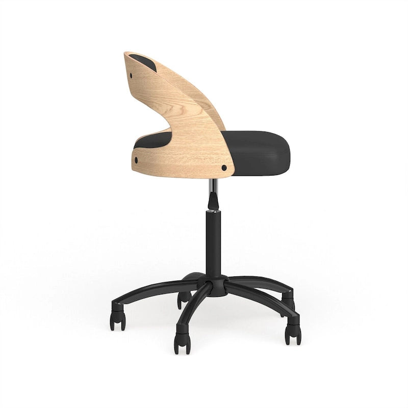 Fauteuil de bureau pivotant noir moderne à dossier bas pour 1 personne