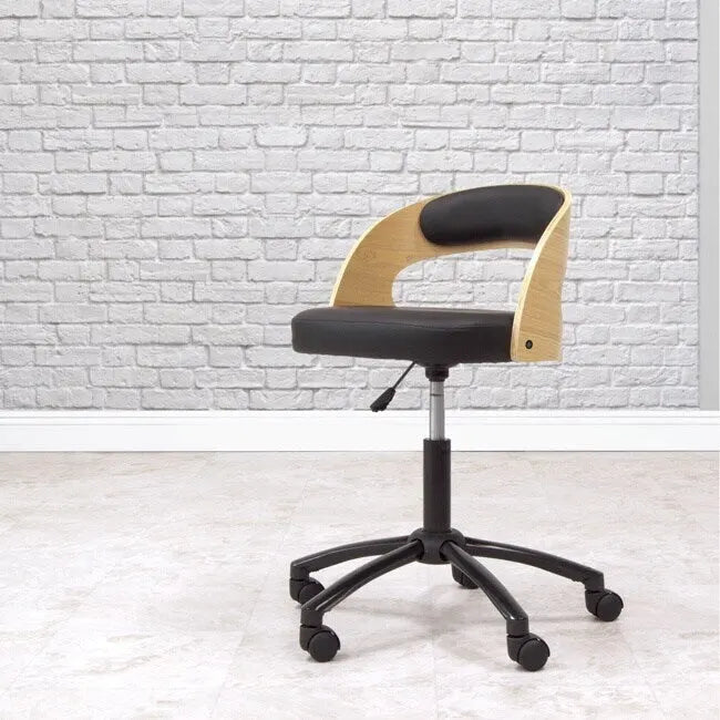 Fauteuil de bureau pivotant noir moderne à dossier bas pour 1 personne