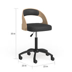Fauteuil de bureau pivotant noir moderne à dossier bas pour 1 personne