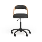 Fauteuil de bureau pivotant noir moderne à dossier bas pour 1 personne