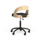 Fauteuil de bureau pivotant noir moderne à dossier bas pour 1 personne
