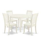 Ensemble de table à manger ronde, lin blanc, bois, 2 ou 4 places