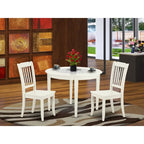 Ensemble de table à manger ronde, lin blanc, bois, 2 ou 4 places