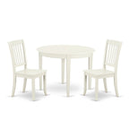 Ensemble de table à manger ronde, lin blanc, bois, 2 ou 4 places