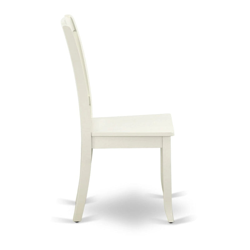 Ensemble de table à manger ronde, lin blanc, bois, 2 ou 4 places