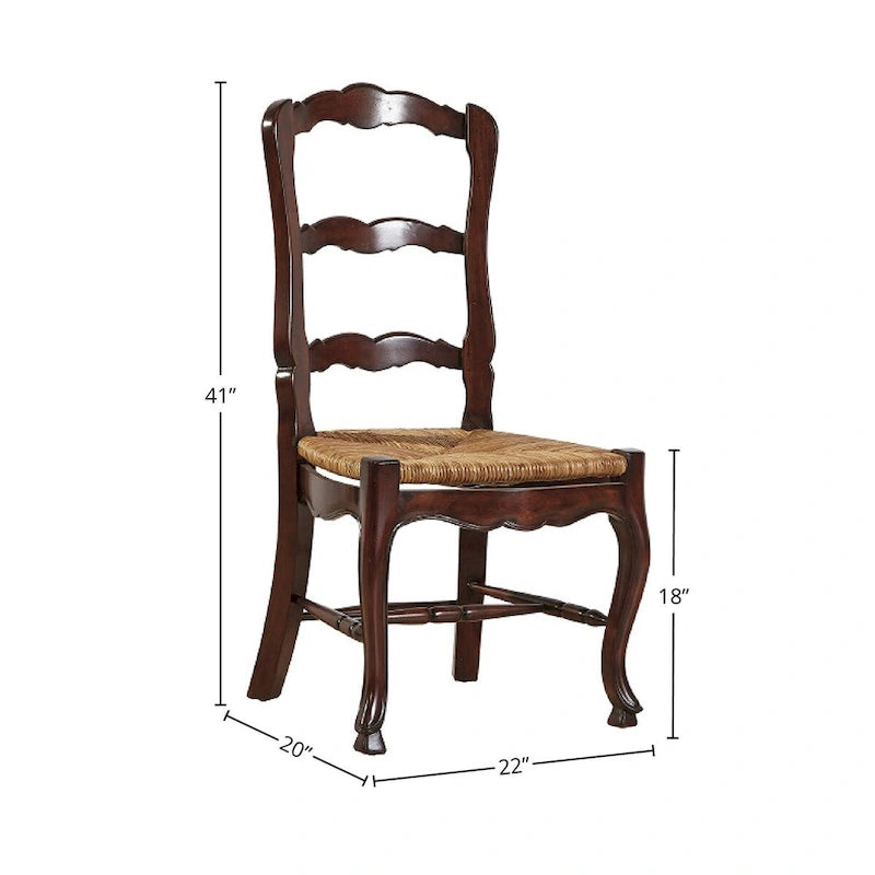 Chaise de salle à manger en acajou brun à dossier échelle, une place
