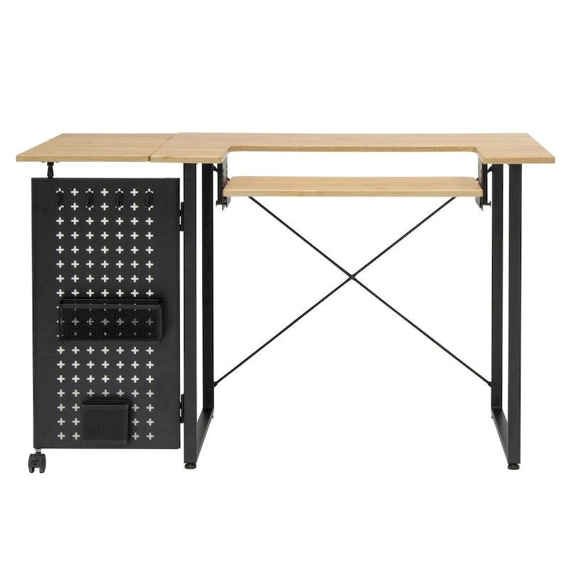 Table à coudre pliable Ashwood/Graphite et Blanc/Graphite avec rangement, pour une personne