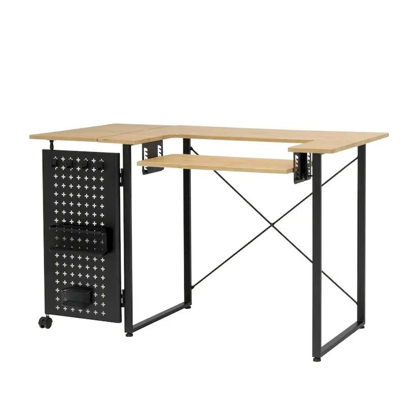 Table à coudre pliable Ashwood/Graphite et Blanc/Graphite avec rangement, pour une personne