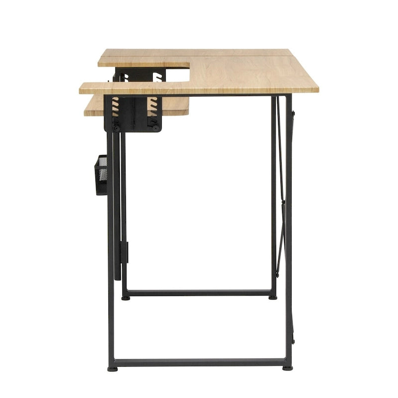 Table à coudre pliable Ashwood/Graphite et Blanc/Graphite avec rangement, pour une personne