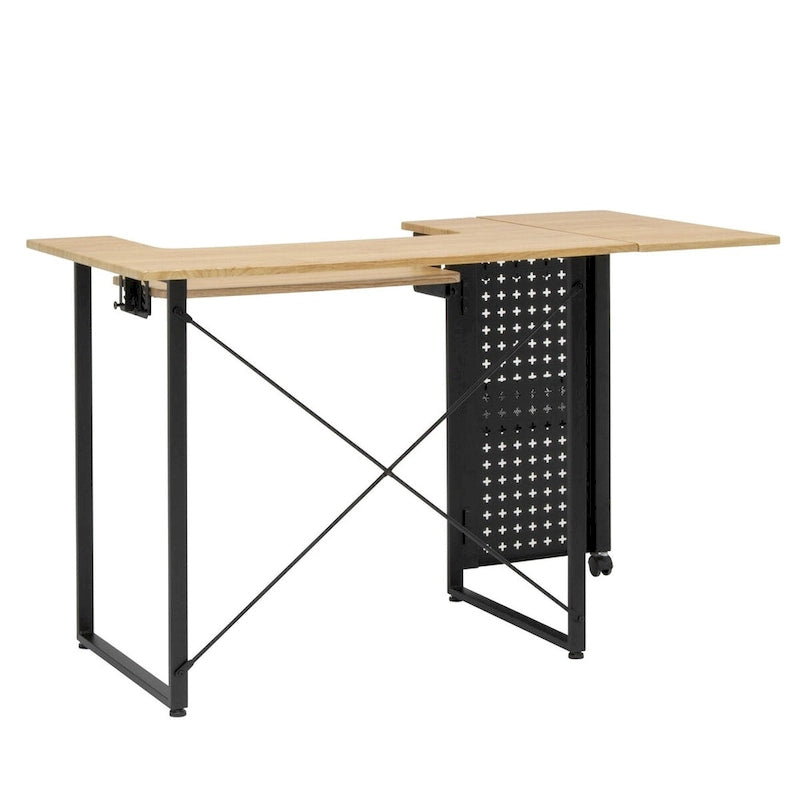 Table à coudre pliable Ashwood/Graphite et Blanc/Graphite avec rangement, pour une personne