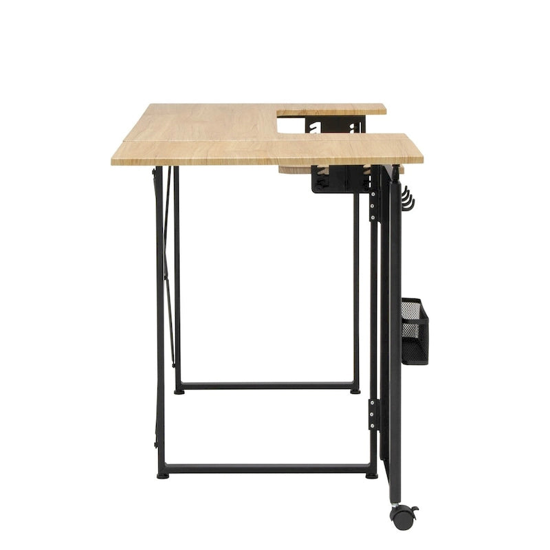 Table à coudre pliable Ashwood/Graphite et Blanc/Graphite avec rangement, pour une personne