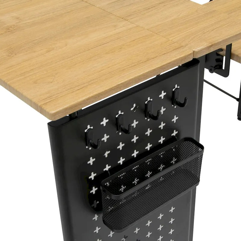 Table à coudre pliable Ashwood/Graphite et Blanc/Graphite avec rangement, pour une personne