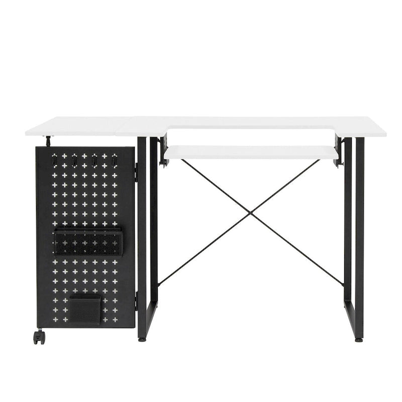 Table à coudre pliable Ashwood/Graphite et Blanc/Graphite avec rangement, pour une personne