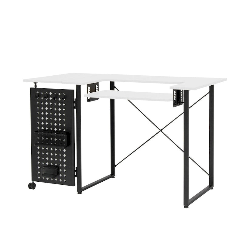 Table à coudre pliable Ashwood/Graphite et Blanc/Graphite avec rangement, pour une personne