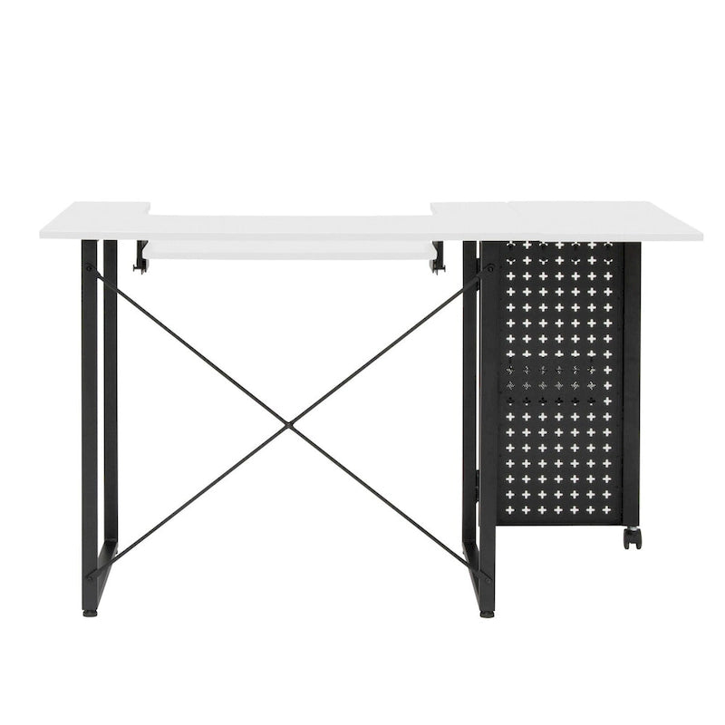 Table à coudre pliable Ashwood/Graphite et Blanc/Graphite avec rangement, pour une personne