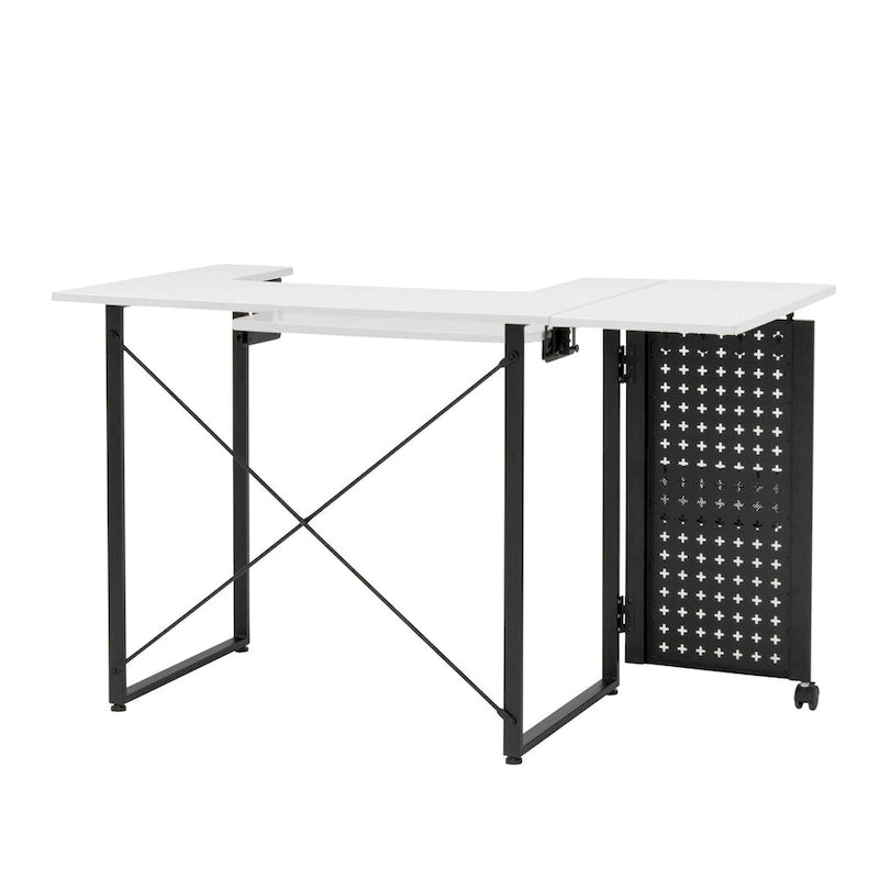 Table à coudre pliable Ashwood/Graphite et Blanc/Graphite avec rangement, pour une personne