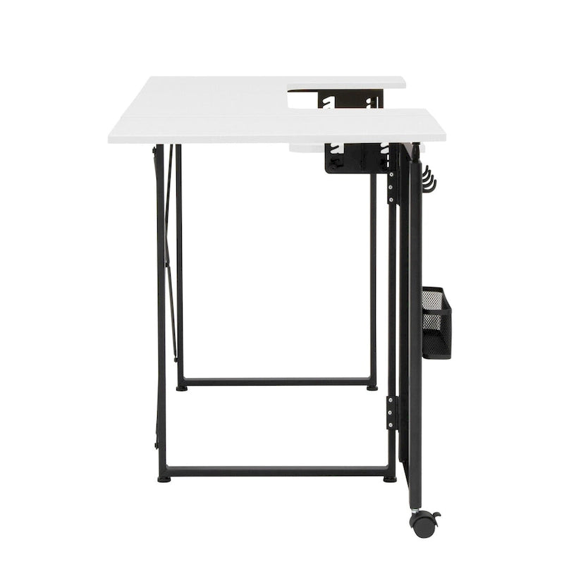 Table à coudre pliable Ashwood/Graphite et Blanc/Graphite avec rangement, pour une personne