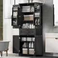 Armoire de rangement haute noire avec 4 portes et 1 tiroir, étagère réglable, utilisation individuelle