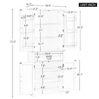Armoire de rangement haute noire avec 4 portes et 1 tiroir, étagère réglable, utilisation individuelle