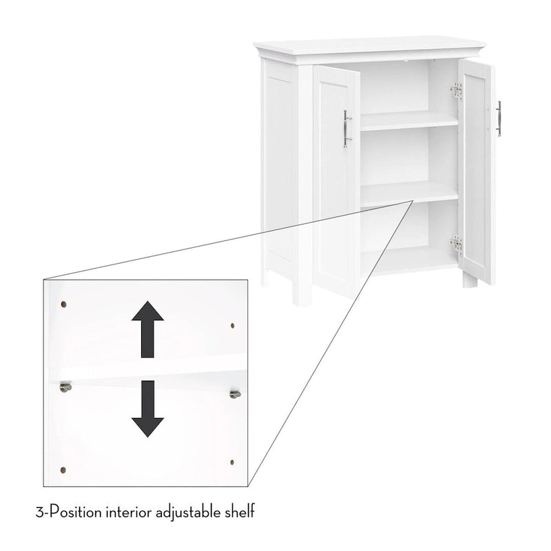 Meuble de rangement au sol à deux portes peint en blanc, 1 personne