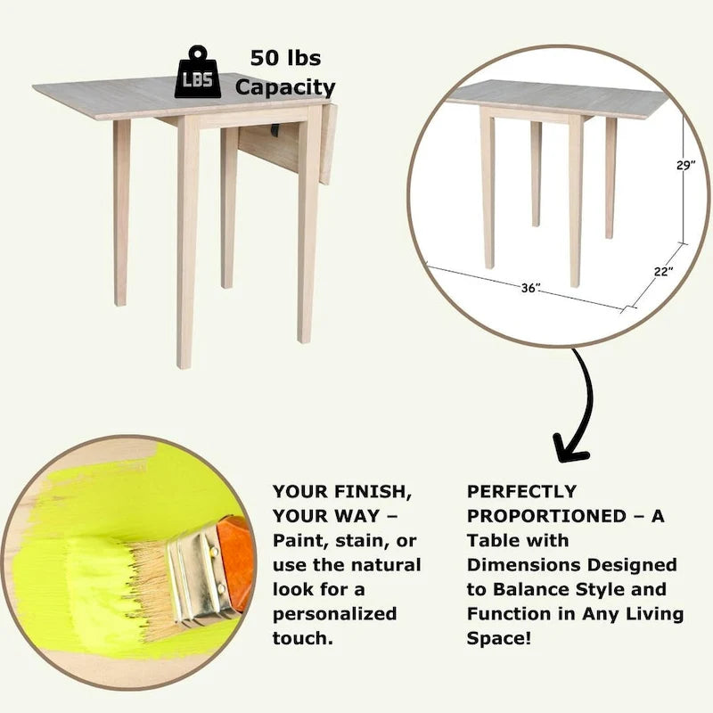 Petite table à manger Shaker à abattants, multicolore, 2 places