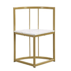 Salle à manger moderne blanc doré pour 6 personnes, 7 pièces avec plateau en faux marbre