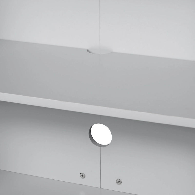 Buffet 4 portes noir/gris avec plateau en marbre et poignées en métal, assemblage par 1 personne