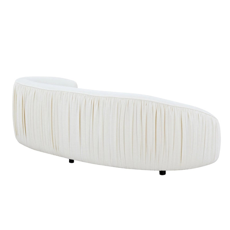 Canapé incurvé en tissu beige/vert, 4 places