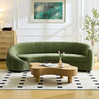 Canapé incurvé en tissu beige/vert, 4 places