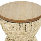 Table d'appoint en rotin tissé avec plateau en bois et structure noire - Marron / Marron clair - 1 personne