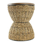 Table d'appoint en rotin tissé avec plateau en bois et structure noire - Marron / Marron clair - 1 personne