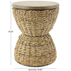 Table d'appoint en rotin tissé avec plateau en bois et structure noire - Marron / Marron clair - 1 personne