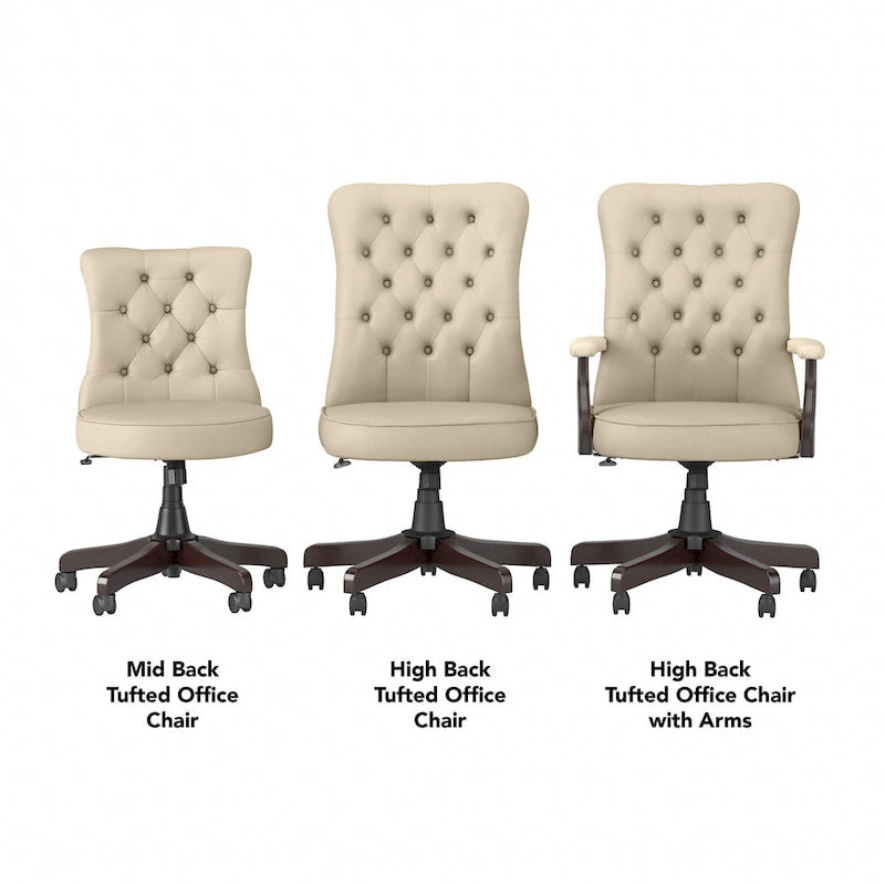 Fauteuil de bureau capitonné à dossier haut Cabot avec accoudoirs de Bush Furniture