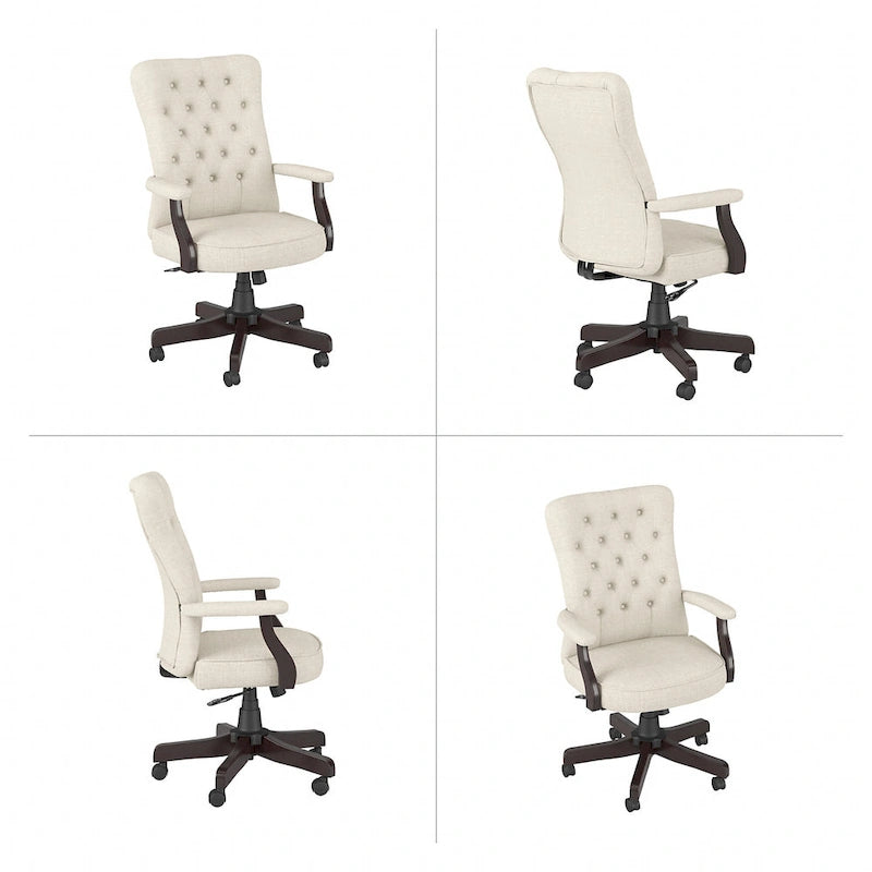 Fauteuil de bureau capitonné à dossier haut Cabot avec accoudoirs de Bush Furniture